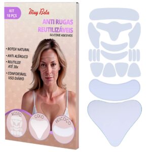 adesivos de silicone anti rugas rosto, pescoço e colo – kit 18 peças