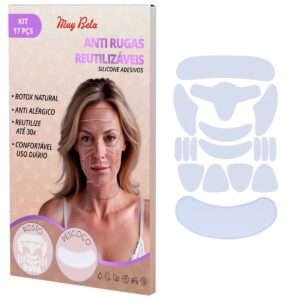 adesivos de silicone anti rugas rosto e pescoço – kit 17 peças